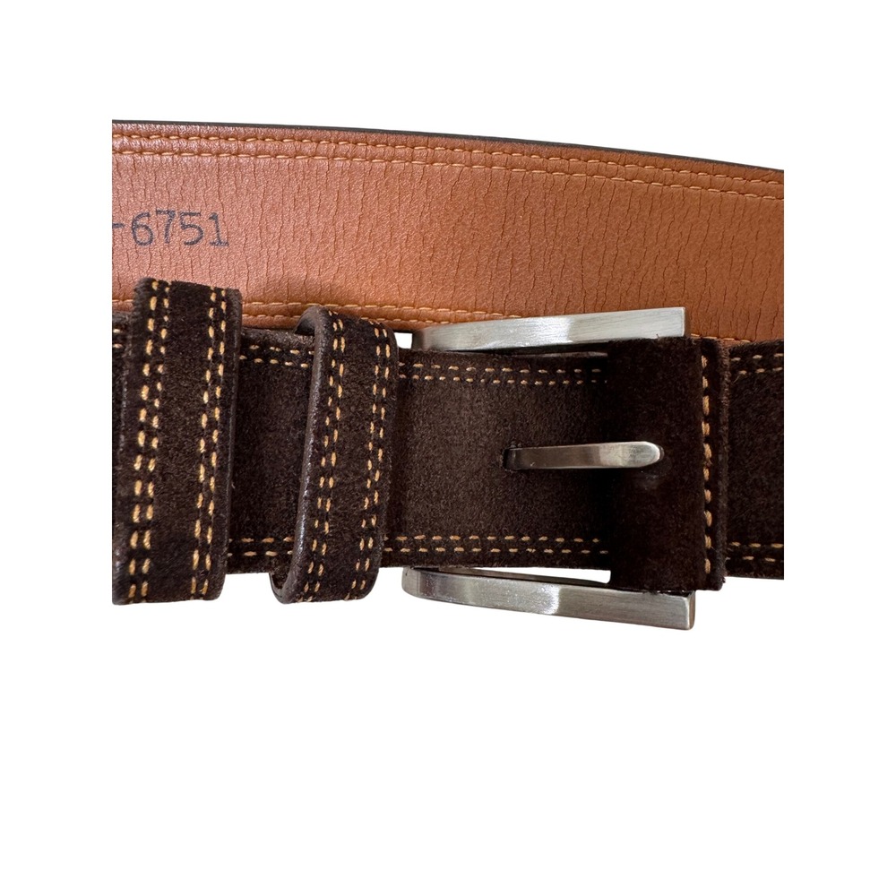 Johnston & Murphy Mens Brown Suede Leather Belt 36 Made in USA 75-6751